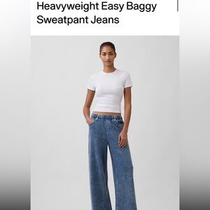 Sweatpants Wide-Leg Washed Blue Jeans for Women